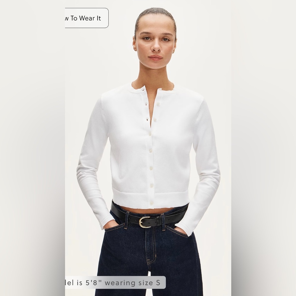 J.Crew New Jackie cardigan in premium ultra-fine cotton blend in white